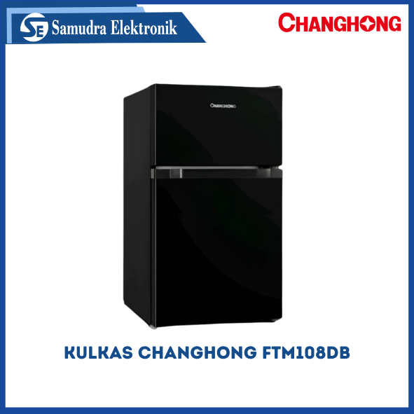 Changhong Kulkas 2 pintu Mini (Refrigerator) Lemari Es Kapasitas 108 Liter – Black FTM108DB (Semi Defrost )